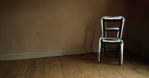 Empty chair alone in room