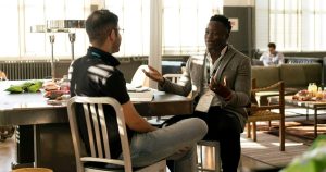 Mentor and entrepreneur in one-on-one mentoring session