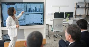 Individual making a pitch presentation to investors