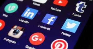 Social Media icons on computer screen